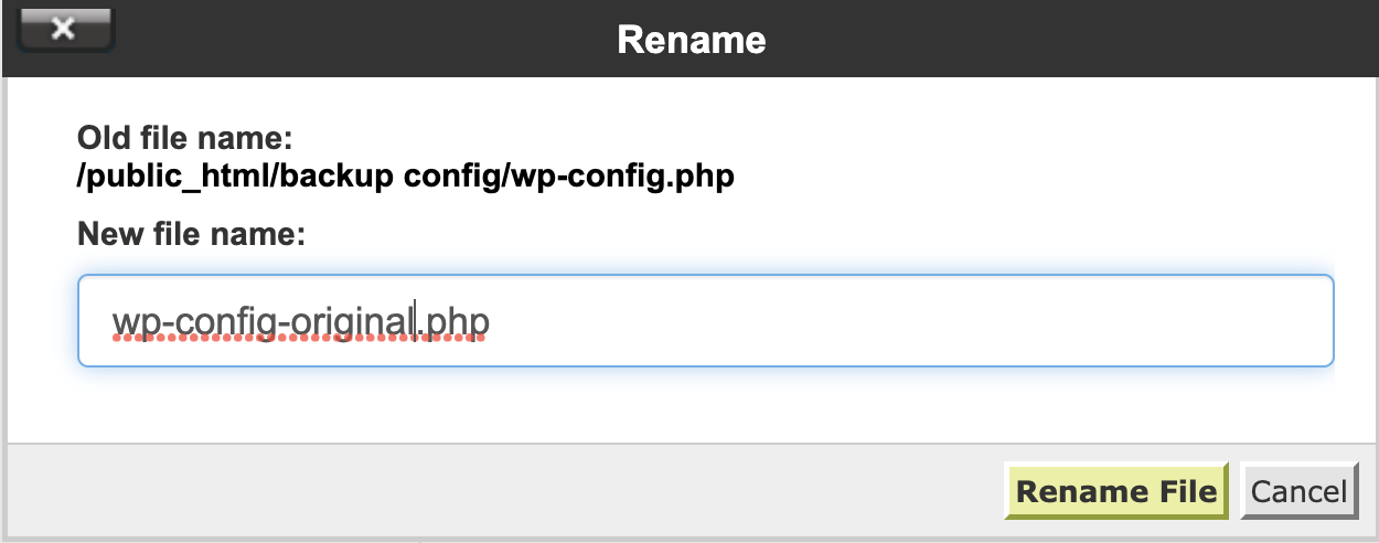 wp-config.phpファイルの名前を変更する