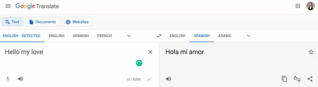 Yandex Translate vs Google Translate : interface de bureau Google Translate