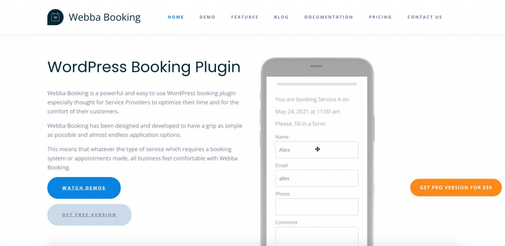 المكون الإضافي Webba Booking