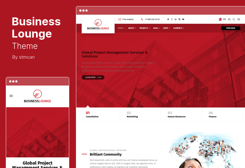 Motyw Business Lounge - MultiPurpose Consulting Finanse Motyw WordPress