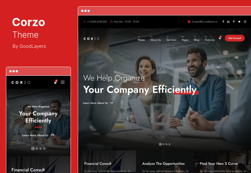 Corzo Theme - ที่ปรึกษาทางการเงิน WordPress Theme