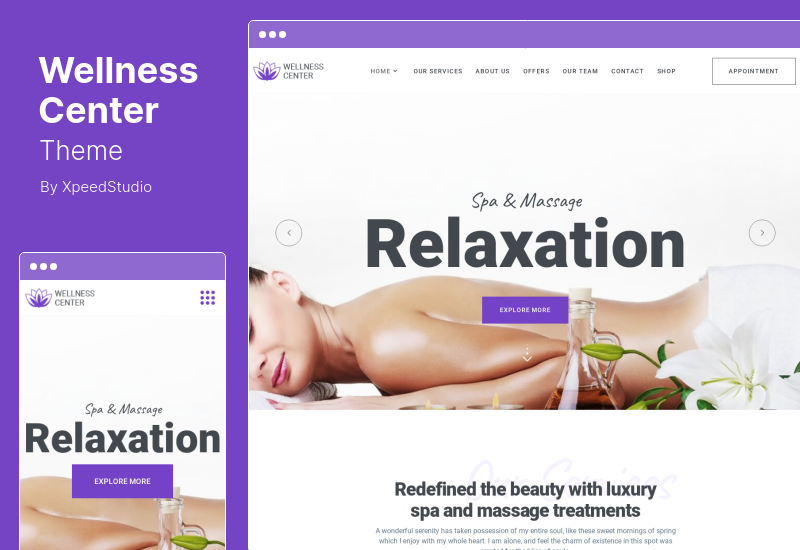 Tema WellnessCenter - Tema WordPress de salão de beleza Spa