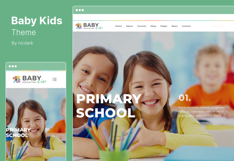 Baby Kids Theme - Bildung Grundschulkinder WordPress Theme