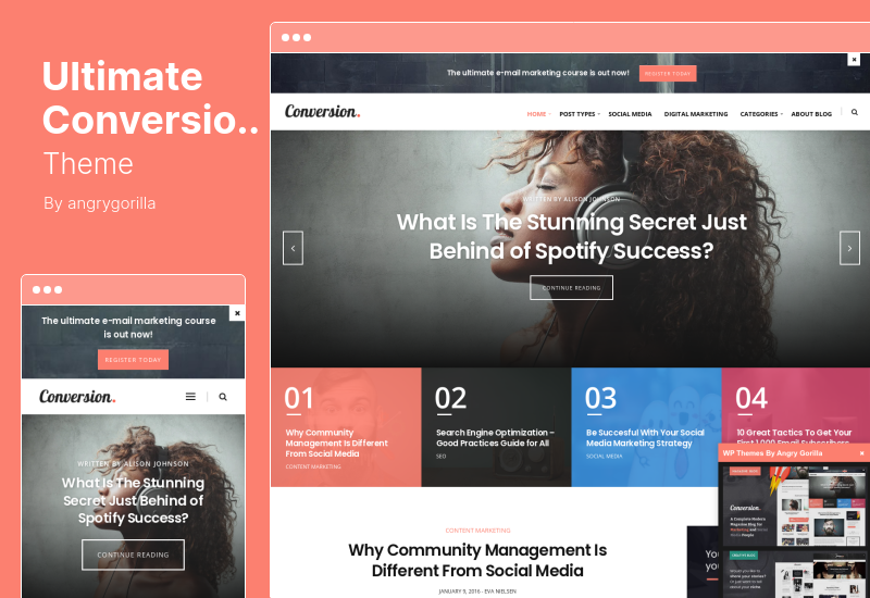 Ultimate Conversion Theme - บล็อกนิตยสารการตลาดดิจิทัล WordPress Theme