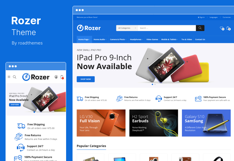 Rozer Theme - سمة WordPress للتجارة الإلكترونية الرقمية