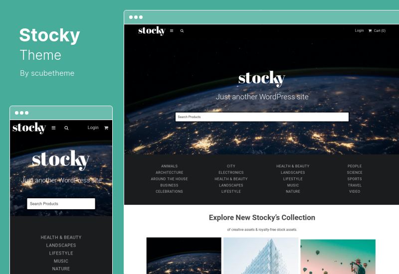 Tema Stocky - A Fotografia Stock Tema WordPress del mercato