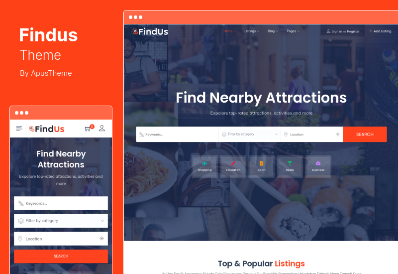 Findus Theme - รายการไดเรกทอรี WordPress Theme