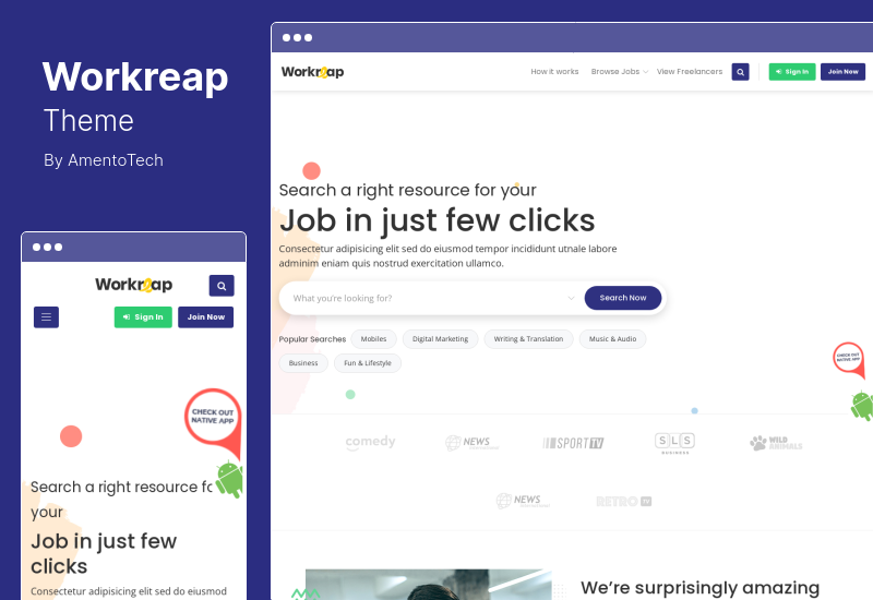 ธีม Workreap - ตลาดอิสระและไดเรกทอรี WordPress Theme