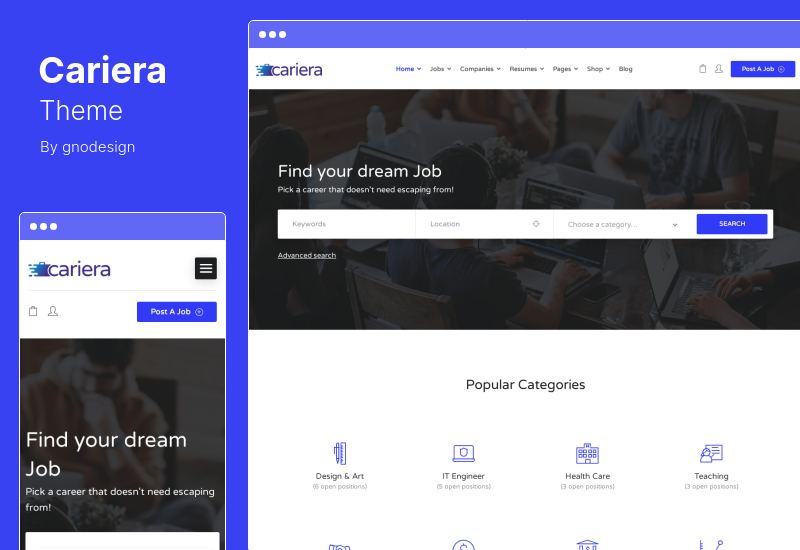 Cariera-Theme - WordPress-Thema für Jobbörsen