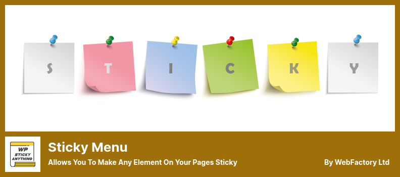 Sticky Menu Plugin - Vous permet de rendre n'importe quel élément de vos pages collant