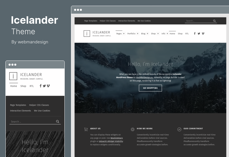 Tema Islandia - Portofolio Bisnis yang Dapat Diakses & Tema WordPress WooCommerce