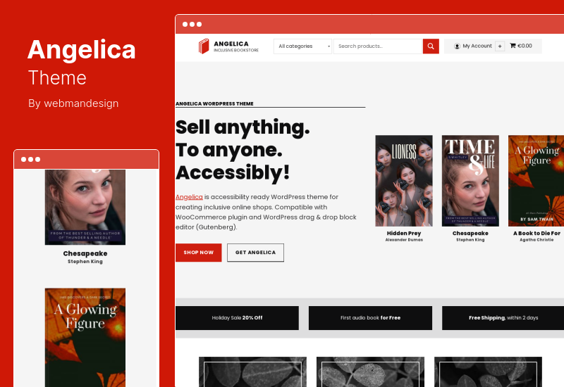 Thème Angelica - Thème WordPress pour librairie accessible