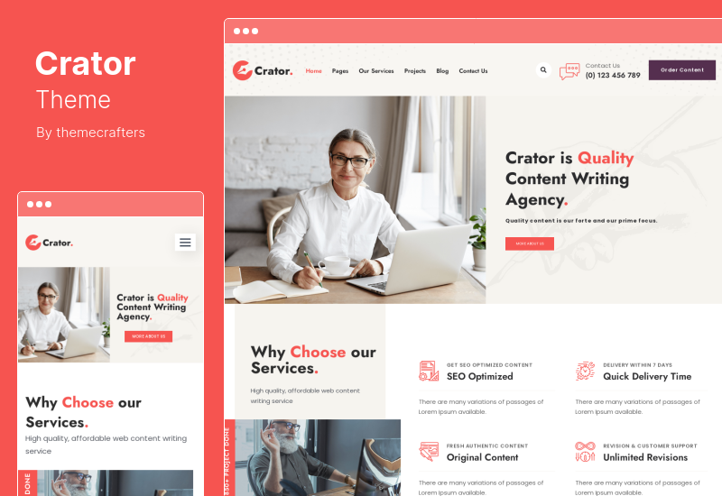 Crator Theme - ผู้เขียนเนื้อหา WordPress Theme