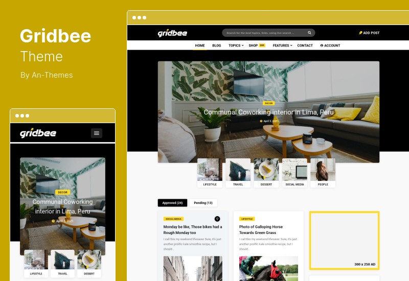 ธีม Gridbee - การแชร์เนื้อหา WordPress Theme