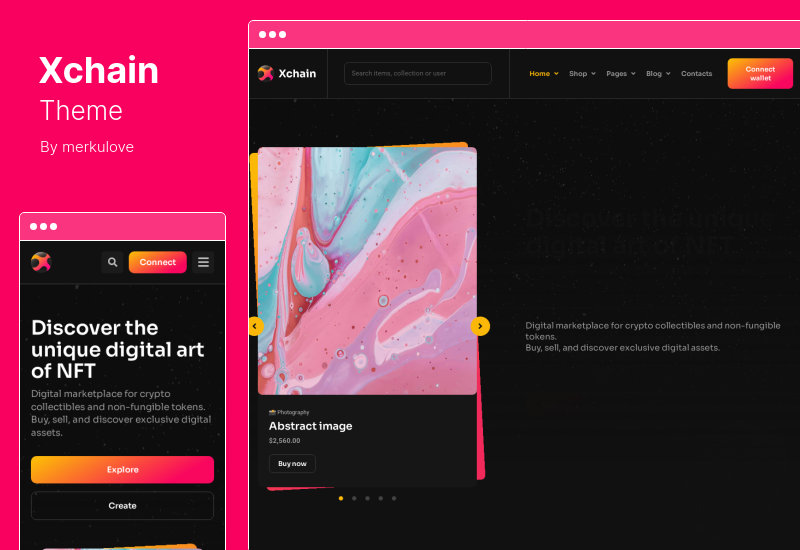 Xchain Theme - مجموعة قوالب NFT Marketplace Elementor