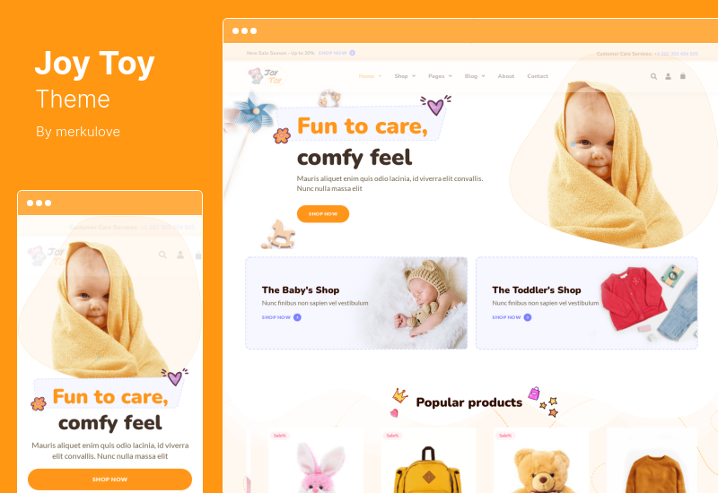 Tema JoyToy - Kit de plantilla de Elementor para tienda de niños