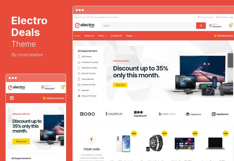 Tema ElectroDeals - Kit Template Elemen Toko Elektronik WooCommerce