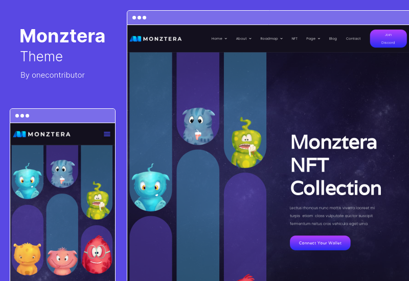 Monztera Theme - Набор шаблонов Elementor для портфолио NFT