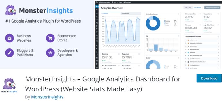 MonsterInsights - لوحة تحكم Google Analytics