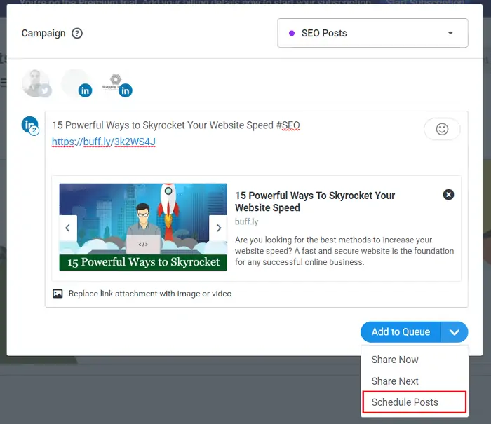 Buffer linkedin posts