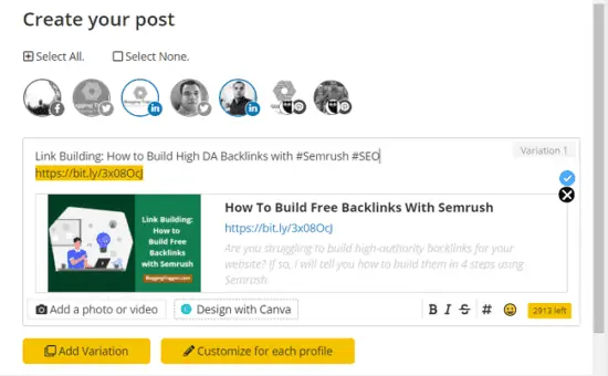 SocialBee linkedIn