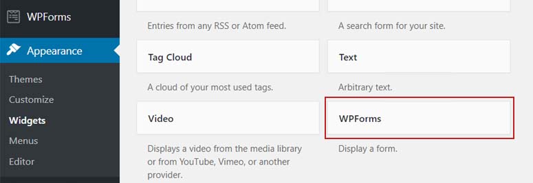 วิดเจ็ต WPForms