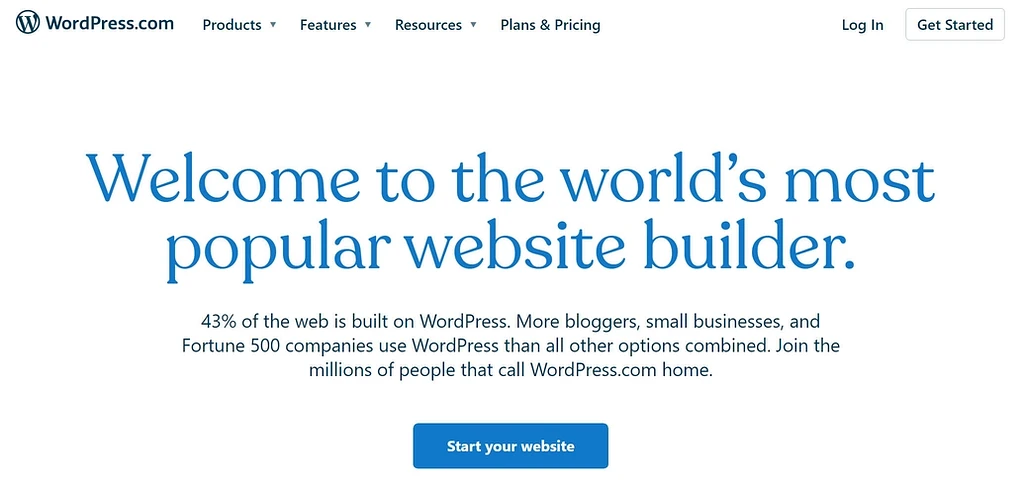 WordPress.com은 WordPress 소프트웨어에 관심이 있는 경우 제휴 마케팅을 위한 최고의 웹사이트 빌더입니다.