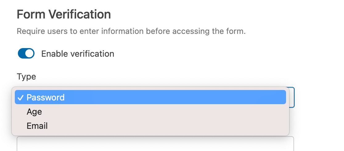 Type of form verification