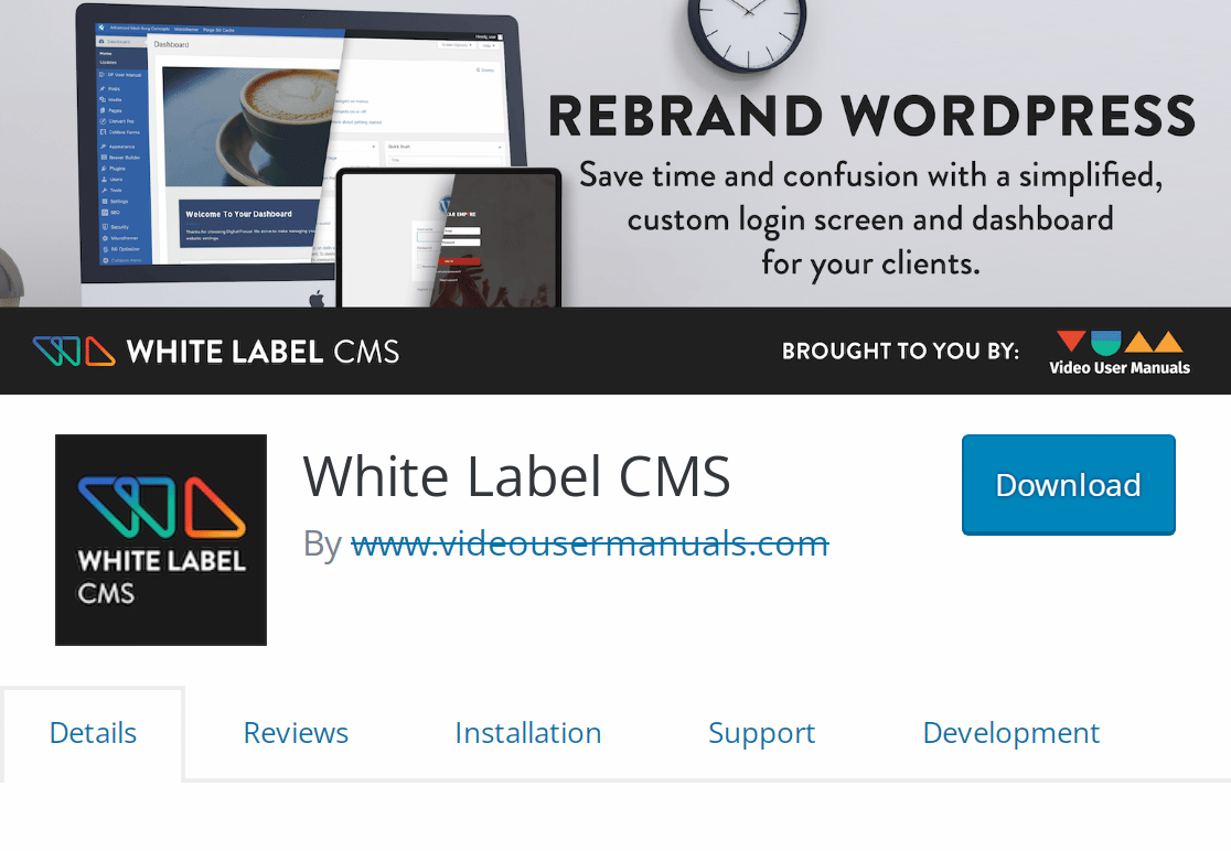 Pagina iniziale del CMS White Label