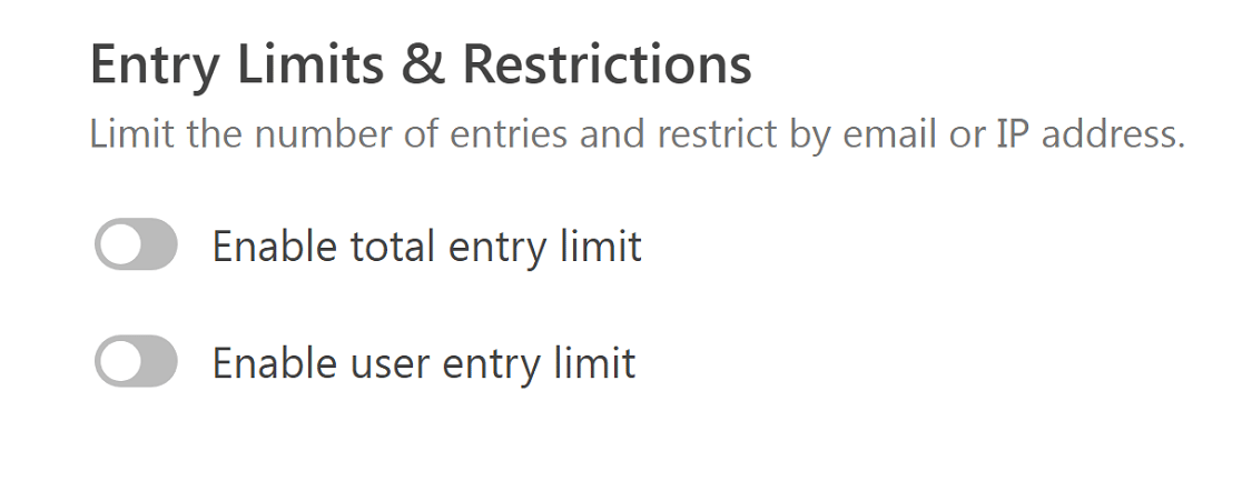 WPForms 양식 입력 제한 및 제한 사항