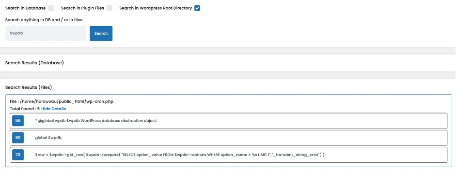 ค้นหาใน WordPress Root Directory