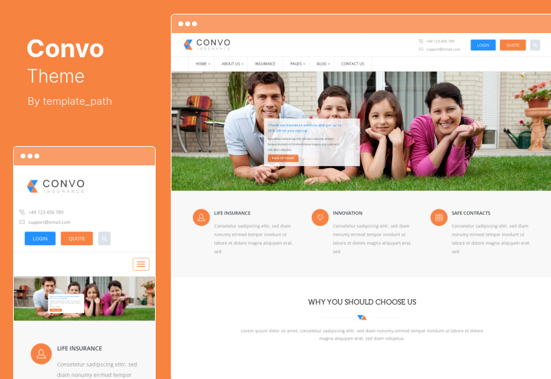 Convo Theme - ธีม WordPress สำหรับธุรกิจและการประกันภัย