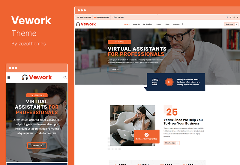 Vework Theme - 虛擬助手 WordPress 主題