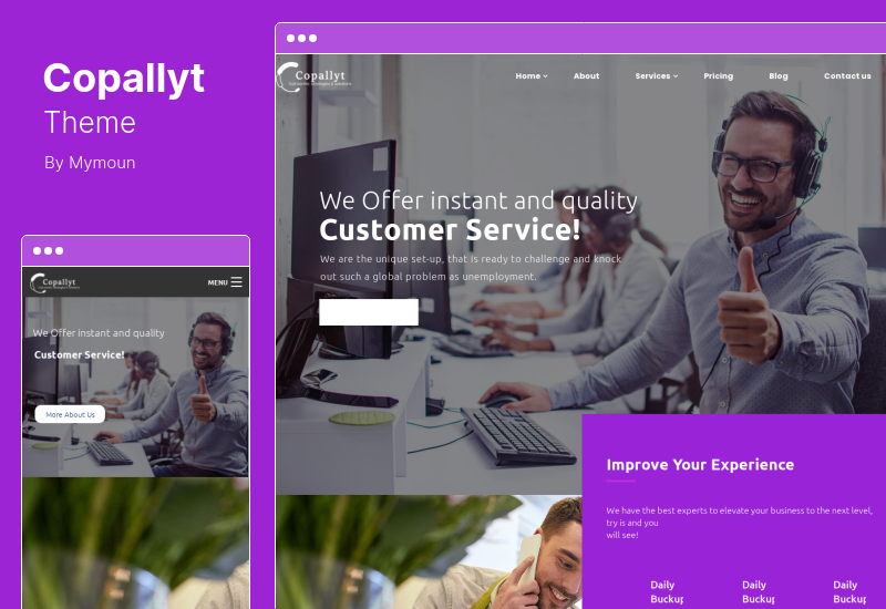 Copallyt Theme - คอลเซ็นเตอร์ & เทเลมาร์เก็ตติ้ง WordPress Theme