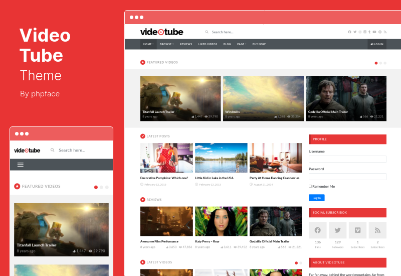 VideoTube-Thema – Responsives Video-WordPress-Theme