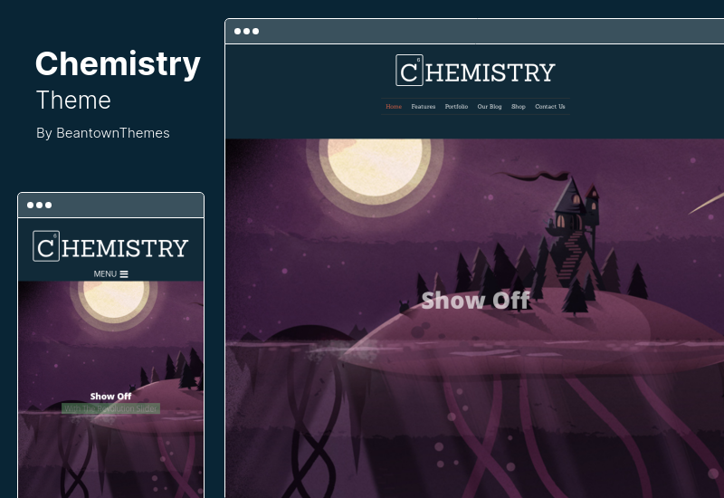 Tema de química - Portfólio responsivo e tema de loja WordPress