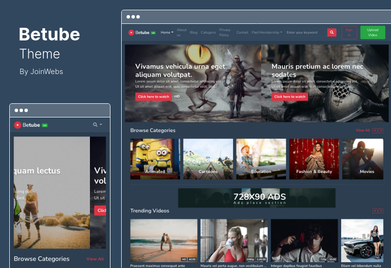 ธีม Betube - ธีม WordPress วิดีโอ