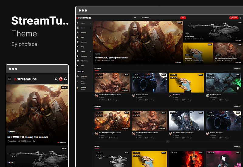 ธีม StreamTube - สตรีมวิดีโอ WordPress ธีม