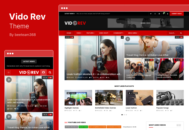 ธีม VidoRev - ธีม WordPress วิดีโอ