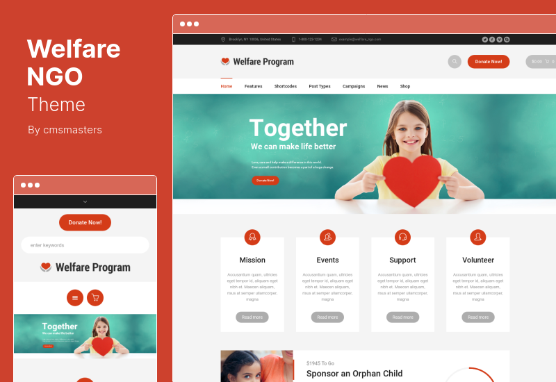 Welfare NGO Theme - Тема WordPress для благотворительной некоммерческой организации