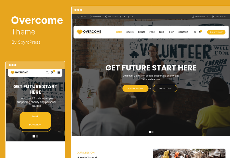 Overcome Theme - ธีม WordPress การกุศลที่ไม่แสวงหากำไร