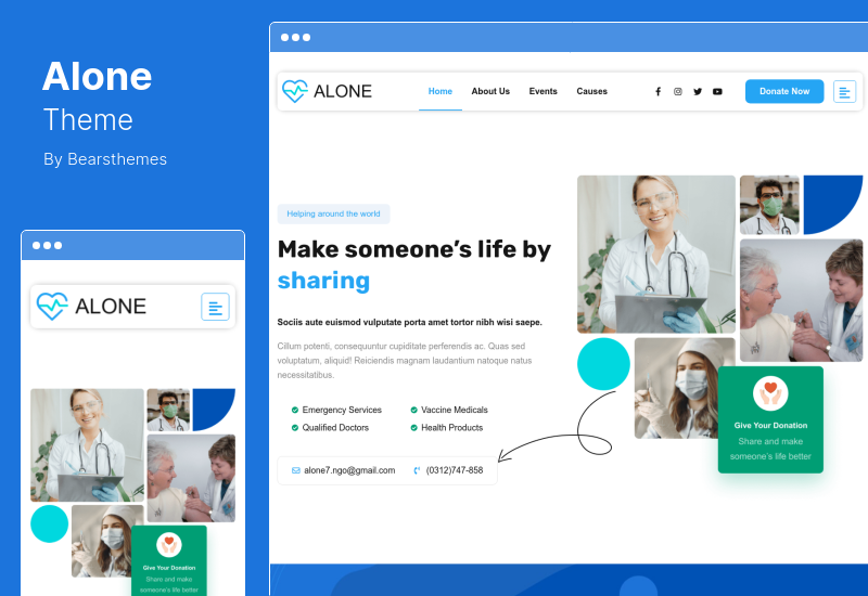 Tema Alone - Tema WordPress sem fins lucrativos multiuso de caridade