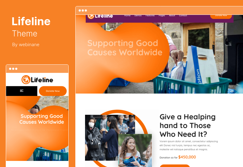 Lifeline Theme - องค์กรพัฒนาเอกชน, ระดมทุนการกุศล WordPress Theme