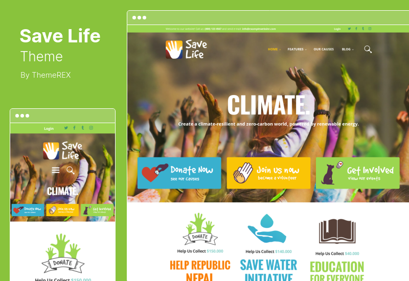 Save Life Theme - Tema WordPress Nonprofit, Donasi Amal