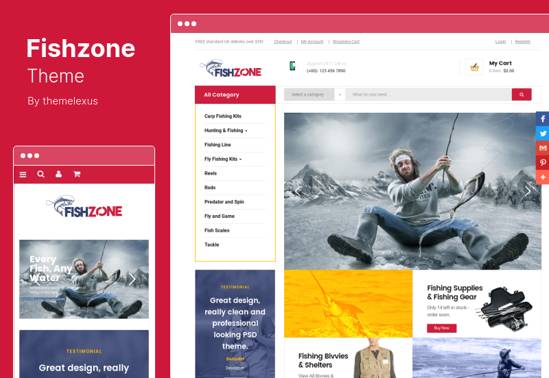 Fishzone 테마 - 낚시 전자 상거래 스토어 WooCommerce 테마