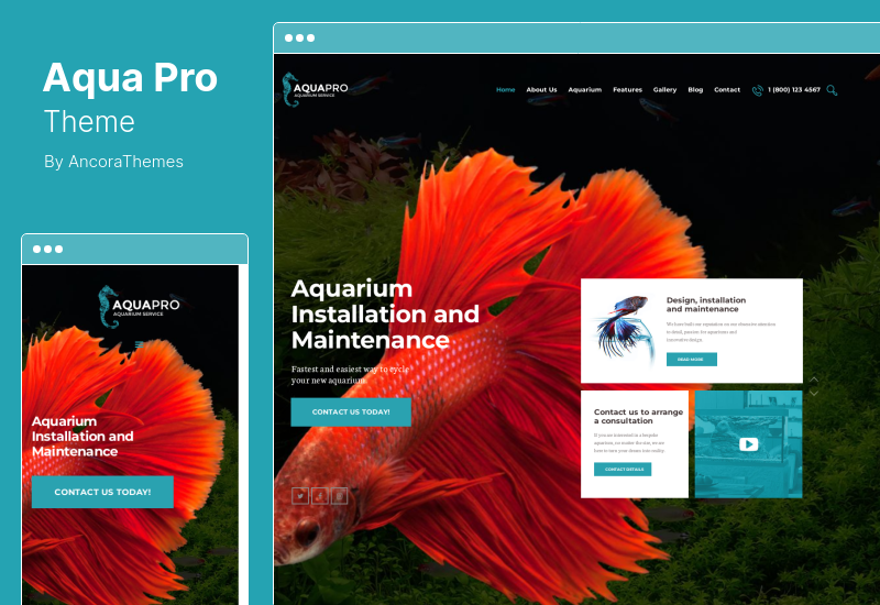 ธีม AquaPro - บริการติดตั้งและบำรุงรักษาพิพิธภัณฑ์สัตว์น้ำ WordPress Theme