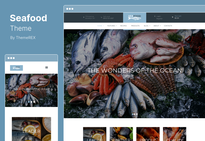 Tema de frutos do mar - Tema WordPress de empresa de frutos do mar e restaurante de peixes