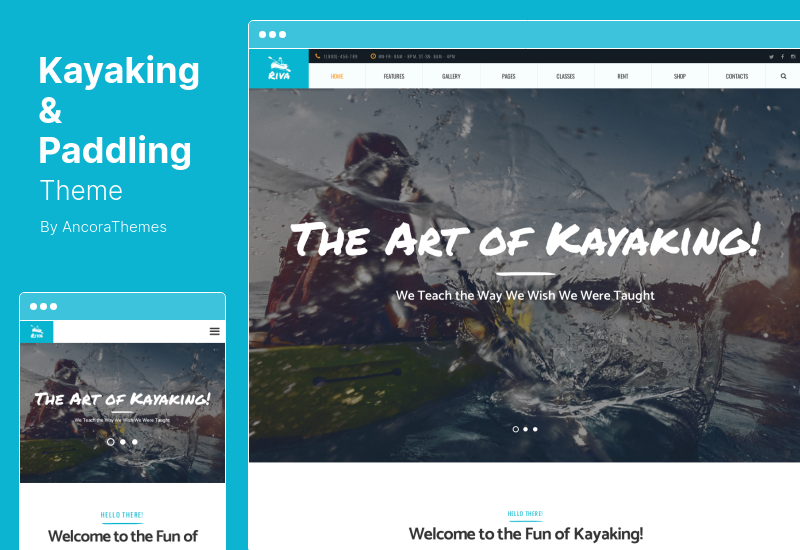 Tema de kayak y remo - Tema de WordPress para kayak / remo / deportes acuáticos y al aire libre