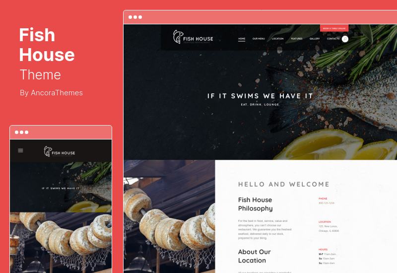 Fish House Theme - ร้านอาหารทะเล / คาเฟ่ / บาร์ WordPress Theme