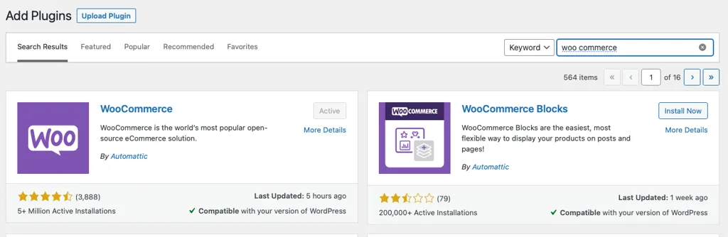 установить плагин woocommerce через панель управления WP